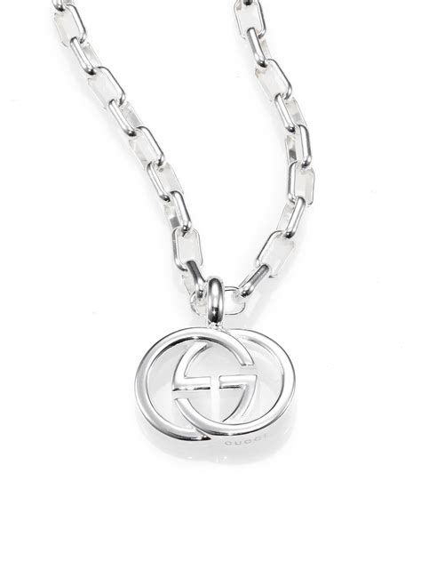 gucci interlocking sterling silver small logo necklace|Gucci interlocking g silver necklace.